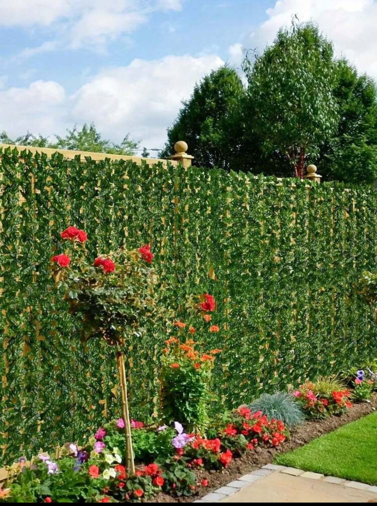 Gard viu decorativ frunze artificiale AT PERFORMANCE®, 3m x 1m lungime, verde deschis